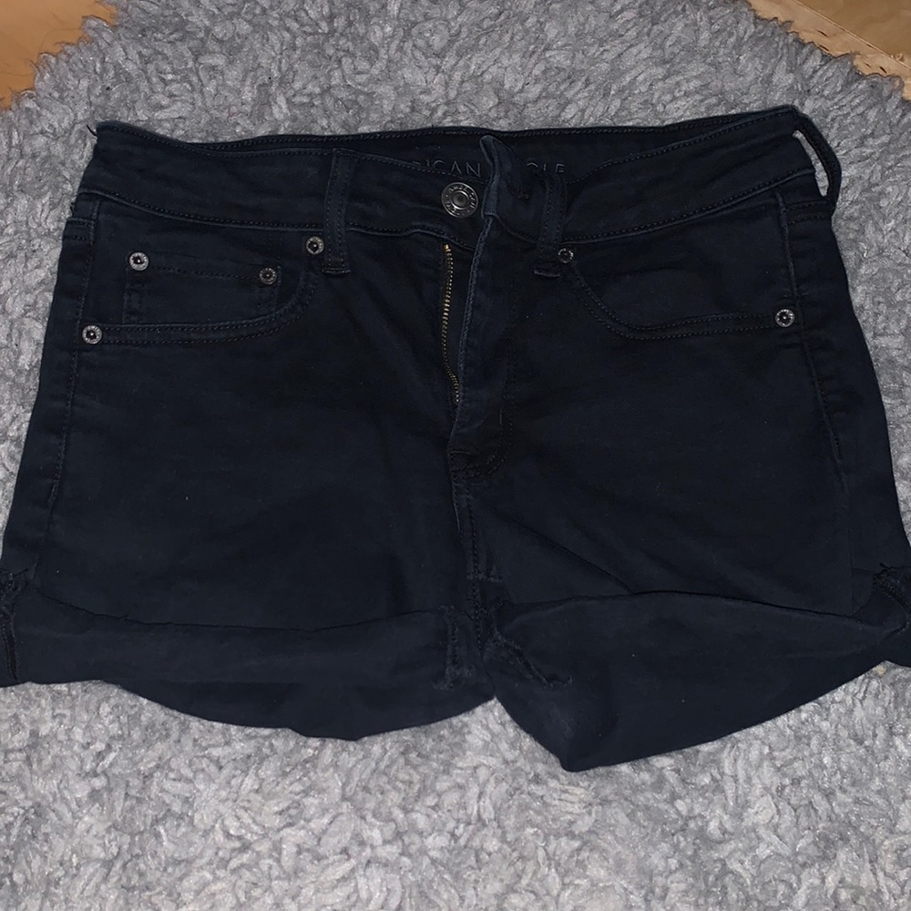 american eagle black jean shorts